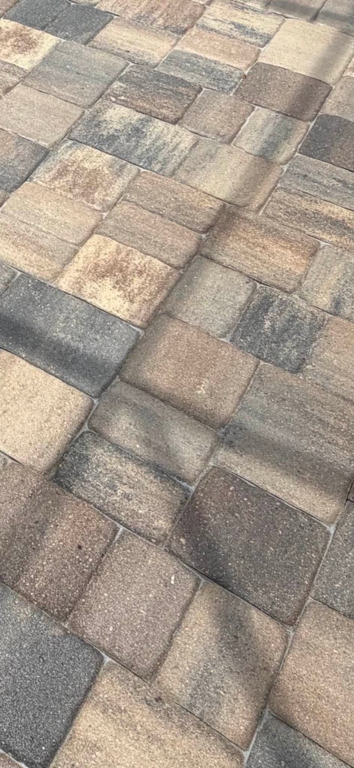 A close view of sealed brick pavers