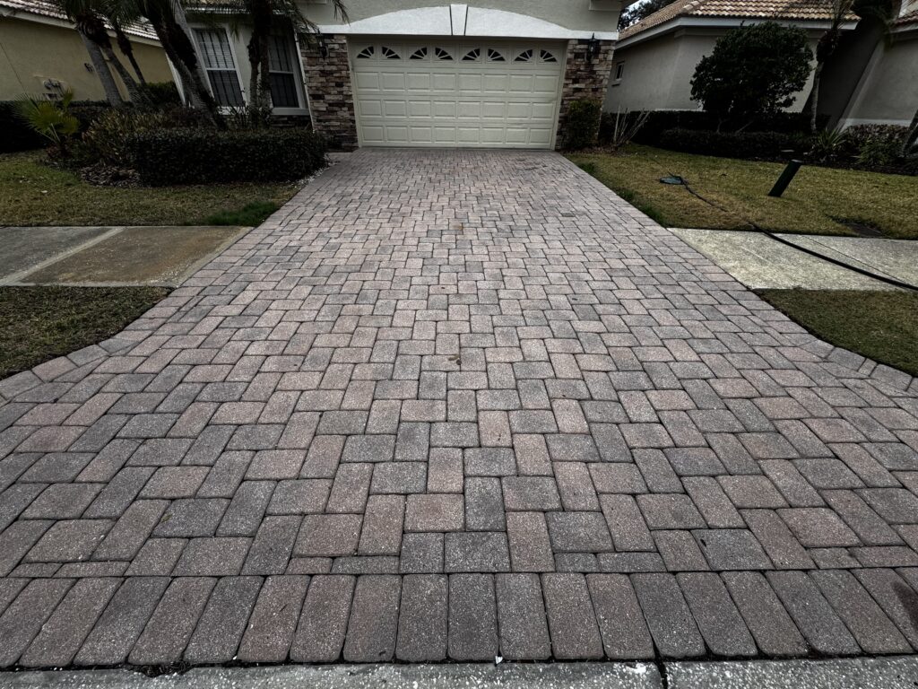 Paver Color Restoration in Florida: What to Know Before Color Tinting 2 Faded paver surface before a color-tinting evaluation